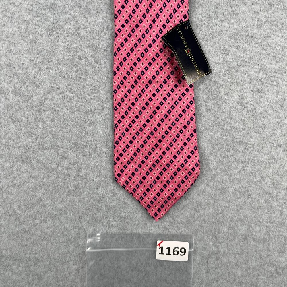 Tommy Hilfiger Necktie Silk Pink Diamond All Over Print Tie New NWT